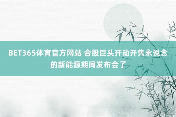 BET365体育官方网站 合股巨头开动开隽永说念的新能源期间发布会了