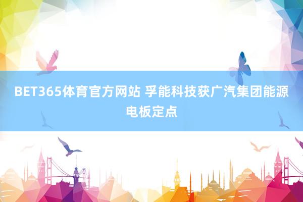 BET365体育官方网站 孚能科技获广汽集团能源电板定点