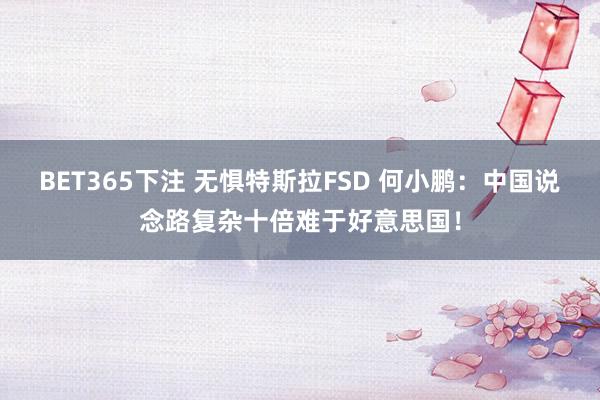 BET365下注 无惧特斯拉FSD 何小鹏：中国说念路复杂十倍难于好意思国！