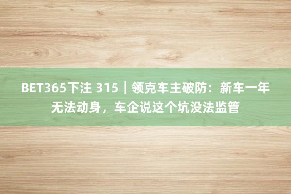 BET365下注 315｜领克车主破防：新车一年无法动身，车企说这个坑没法监管