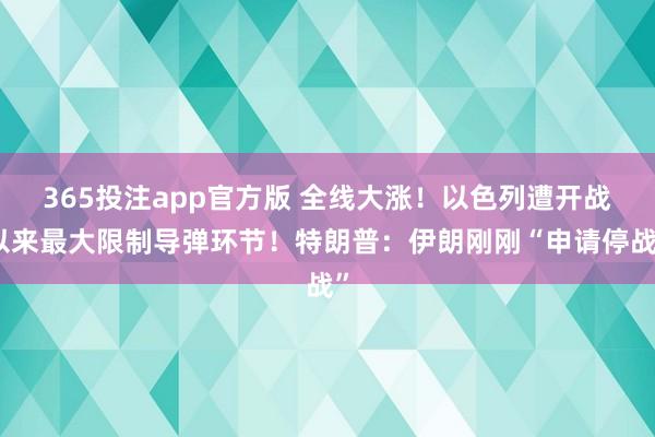 365投注app官方版 全线大涨！以色列遭开战以来最大限制导弹环节！特朗普：伊朗刚刚“申请停战”