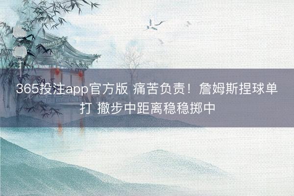 365投注app官方版 痛苦负责！詹姆斯捏球单打 撤步中距离稳稳掷中