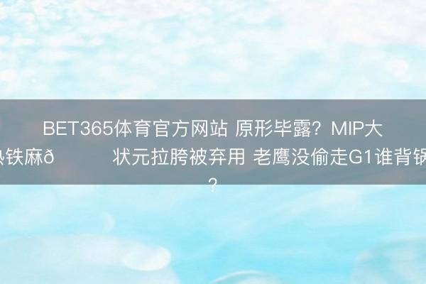 BET365体育官方网站 原形毕露？MIP大热铁麻🙃状元拉胯被弃用 老鹰没偷走G1谁背锅？