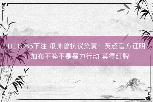 BET365下注 瓜帅曾抗议染黄！英超官方证明：加布不睦不是暴力行动 莫得红牌