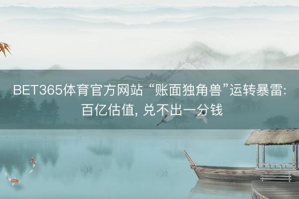 BET365体育官方网站 “账面独角兽”运转暴雷: 百亿估值， 兑不出一分钱