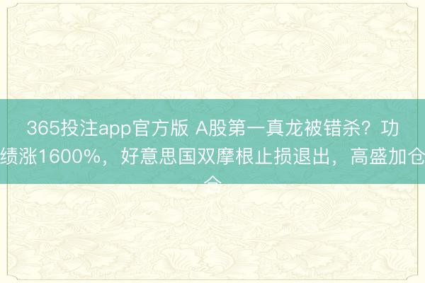 365投注app官方版 A股第一真龙被错杀？功绩涨1600%，好意思国双摩根止损退出，高盛加仓