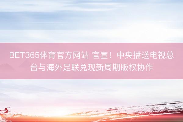 BET365体育官方网站 官宣！中央播送电视总台与海外足联兑现新周期版权协作