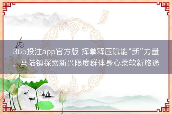 365投注app官方版 挥拳释压赋能“新”力量，马陆镇探索新兴限度群体身心柔软新旅途