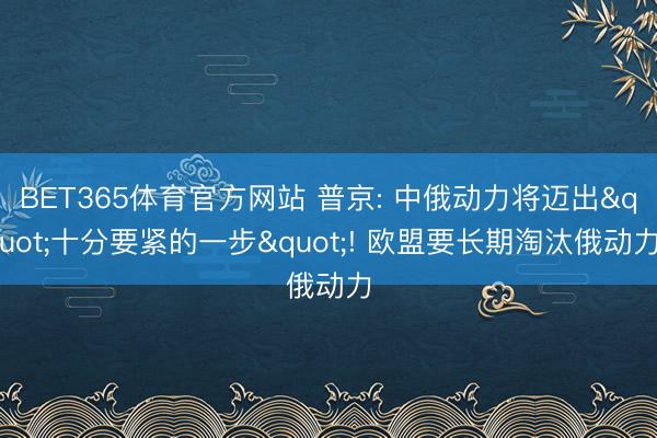 BET365体育官方网站 普京: 中俄动力将迈出"十分要紧的一步"! 欧盟要长期淘汰俄动力
