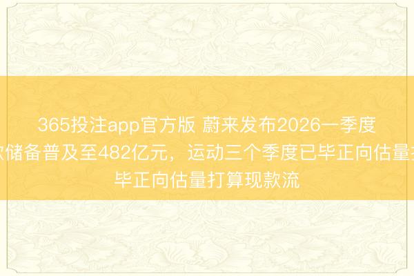 365投注app官方版 蔚来发布2026一季度财报，现款储备普及至482亿元，运动三个季度已毕正向估量打算现款流