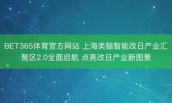 BET365体育官方网站 上海类脑智能改日产业汇聚区2.0全面启航 点亮改日产业新图景