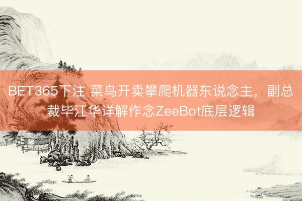 BET365下注 菜鸟开卖攀爬机器东说念主，副总裁毕江华详解作念ZeeBot底层逻辑
