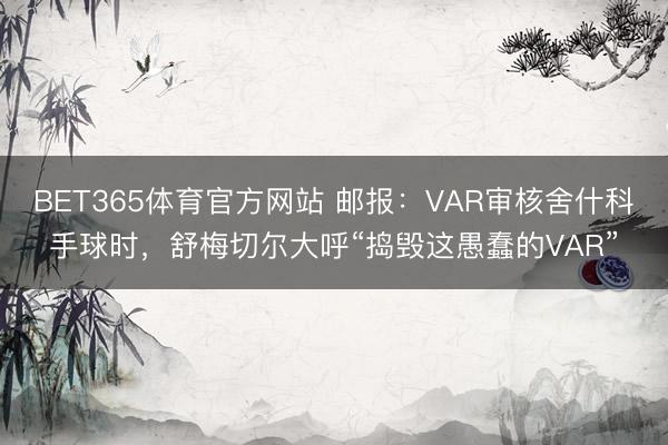BET365体育官方网站 邮报：VAR审核舍什科手球时，舒梅切尔大呼“捣毁这愚蠢的VAR”