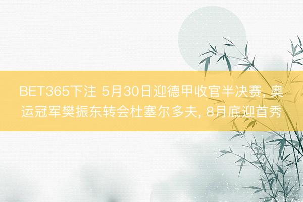 BET365下注 5月30日迎德甲收官半决赛， 奥运冠军樊振东转会杜塞尔多夫， 8月底迎首秀