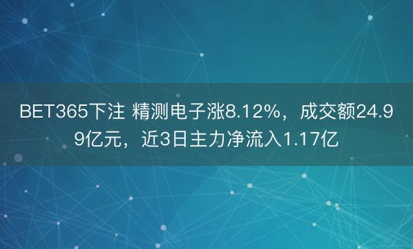 BET365下注 精测电子涨8.12%，成交额24.99亿元，近3日主力净流入1.17亿