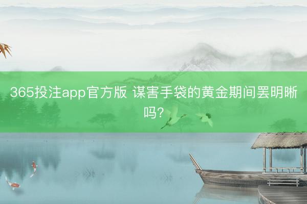 365投注app官方版 谋害手袋的黄金期间罢明晰吗？