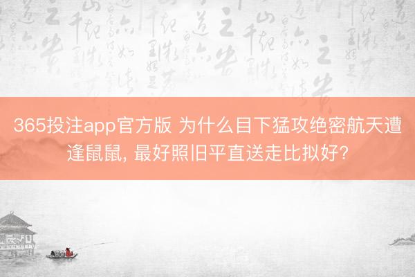 365投注app官方版 为什么目下猛攻绝密航天遭逢鼠鼠， 最好照旧平直送走比拟好?