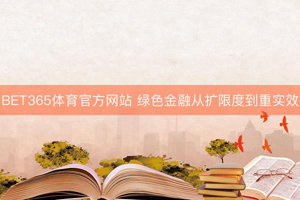 BET365体育官方网站 绿色金融从扩限度到重实效